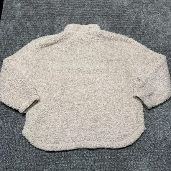 Gap Womens Sherpa Fleece Pullover Sweatshirt Size XXL Beige Quarter Zip - Picture 2 of 6